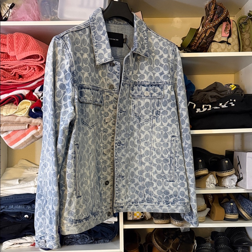 Coach Men’s Light Blue Patterned Jean Jacket NWT